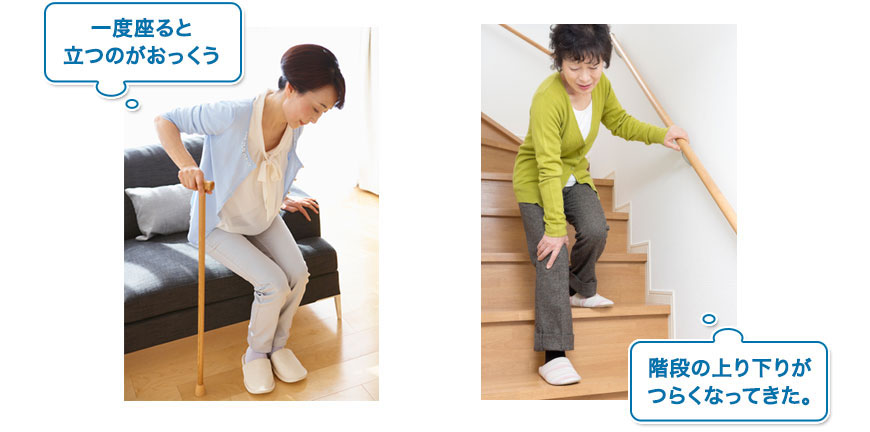 一度座ると立つのがおっくう。 階段の上り下りがつらくなってきた。