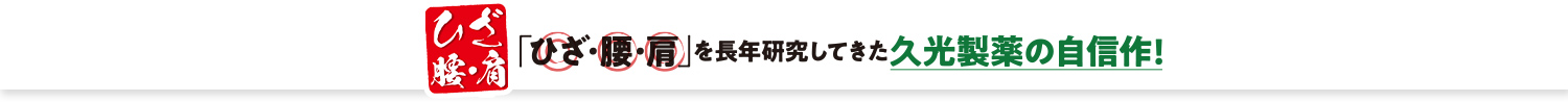 「ひざ・腰・肩」を長年研究してきた久光製薬の自信作！