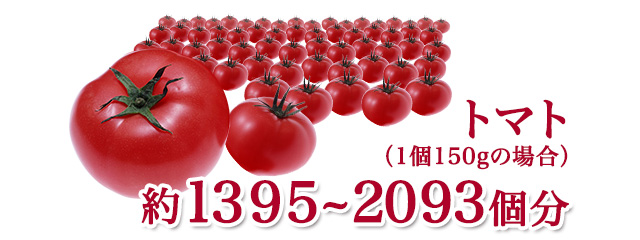 トマト（1個150gの場合）約1395〜2093個分